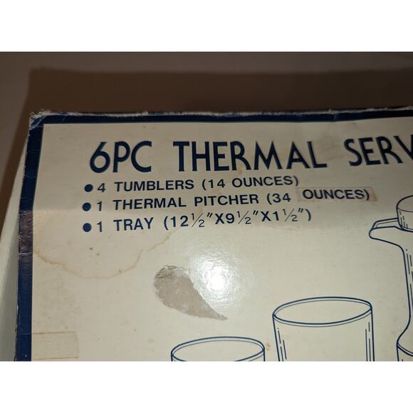 NIB Vintage Unused Phoenix 6 Pc. Thermal Serving Set, Carafe, 4 Tumblers & Tray - Picture 12 of 12